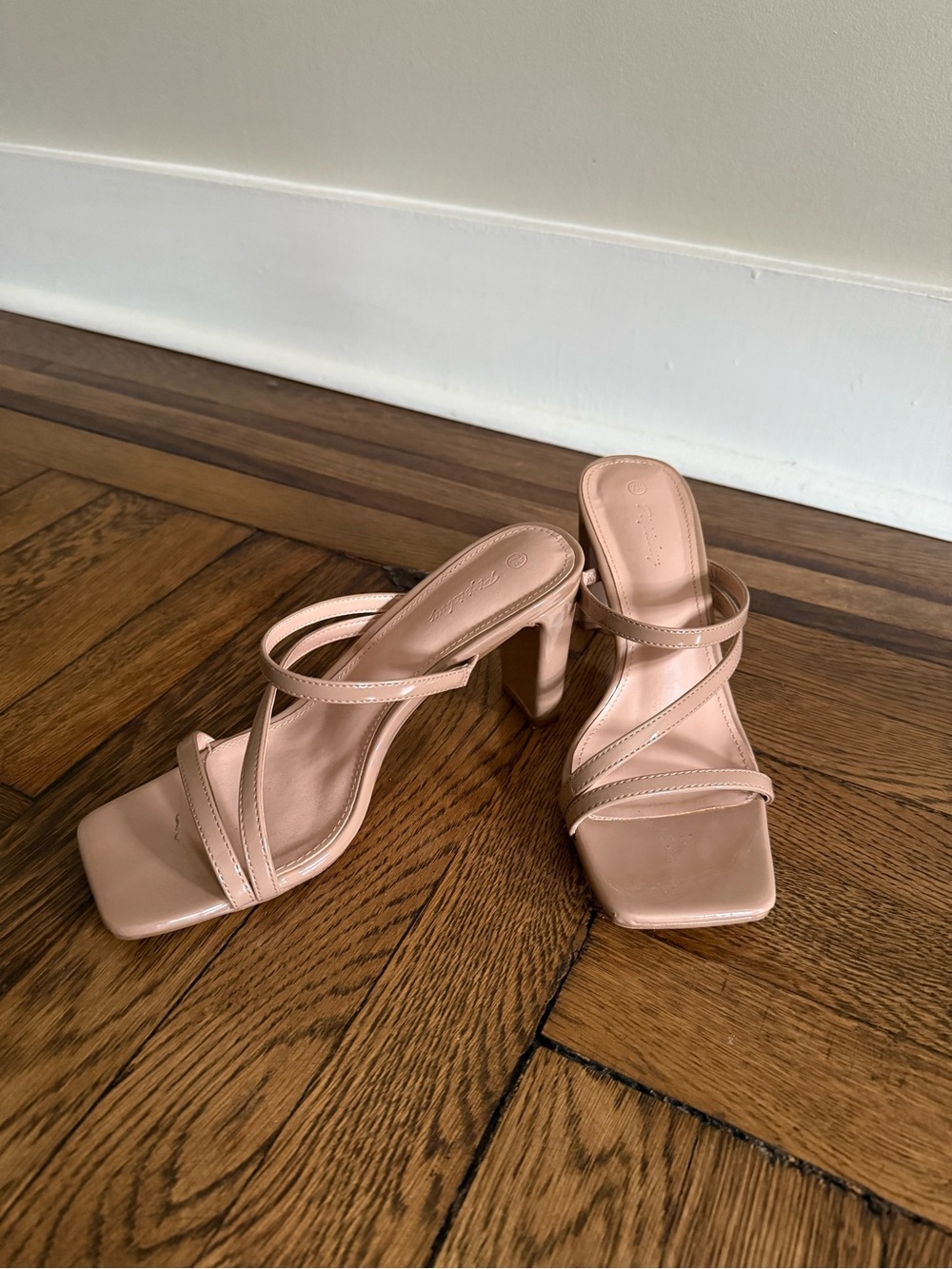 Women's Nude Strappy Block Heel Sandals 7.5